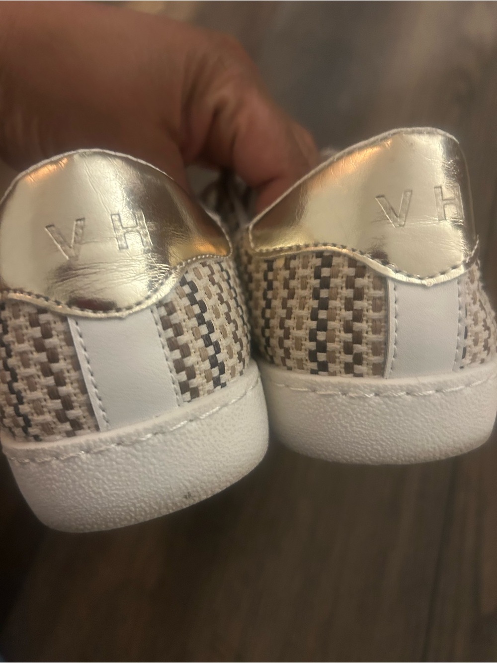 Vintage Havana Women's Beige, White and Black Woven Sneakers - Picture 7 of 14